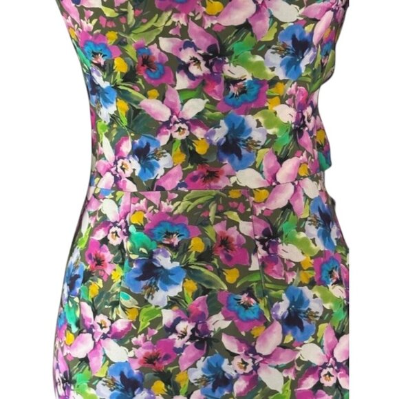 Chiara Boni La Petite Robe Italy Cocktail Dress 3/4-Sleeve Ruched Floral 40/4 Sm - Picture 13 of 16